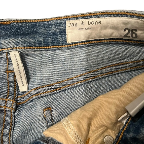 Rag & Bone Nina Tulsa Highrise Skinny Medium Wash Jeans, Sz 26 - Picture 15 of 16